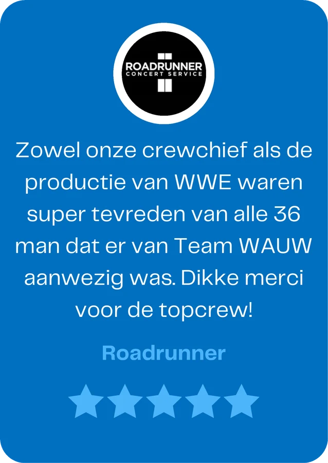 Roadrunner over Team WAUW: &ldquo;Zowel onze crewchief als de productie van WWE waren super tevreden van alle 36 man dat er van Team WAUW aanwezig was. Dikke merci voor de topcrew!&rdquo;