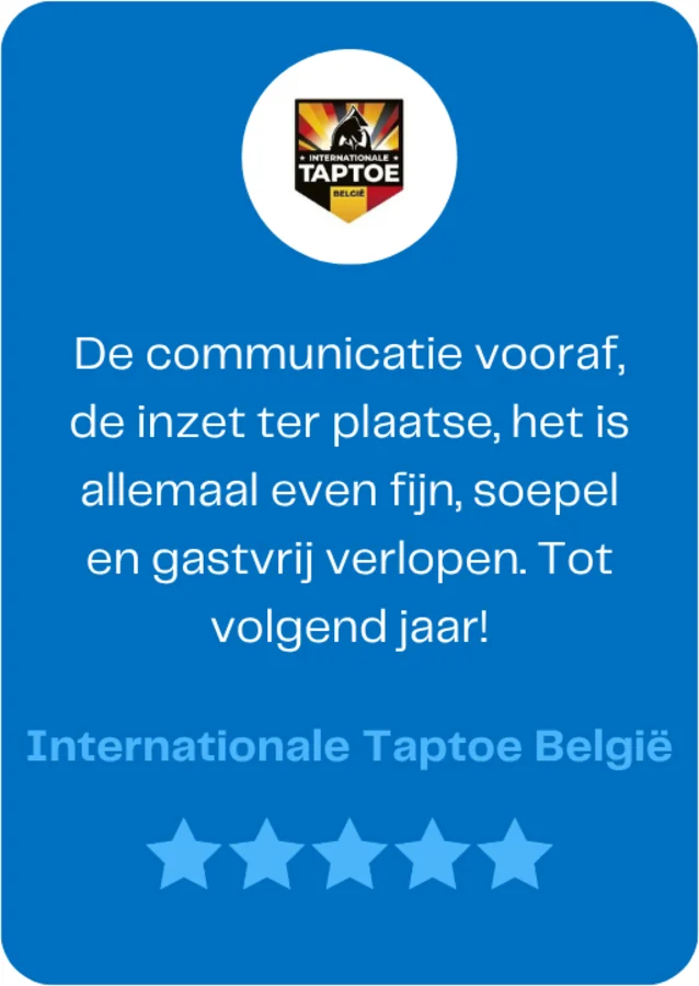Internationale Taptoe Belgi&euml; over Team WAUW: &ldquo;De communicatie vooraf, de inzet ter plaatse, het is allemaal even fijn, soepel en gastvrij verlopen. Tot volgend jaar!&rdquo;
