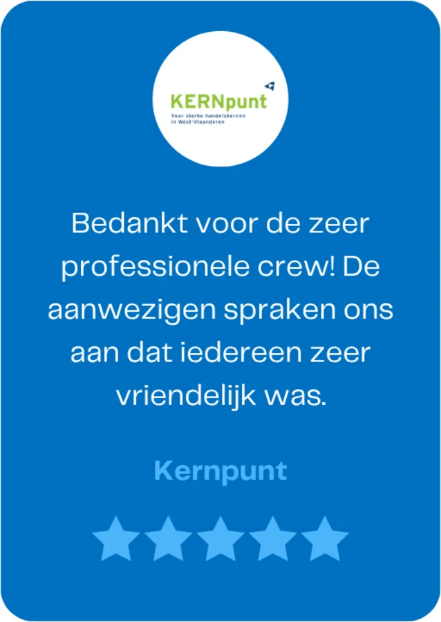 Kernpunt over Team WAUW: &ldquo;Bedankt voor de zeer professionele crew! De aanwezigen spraken ons aan dat iedereen zeer vriendelijk was.&rdquo;